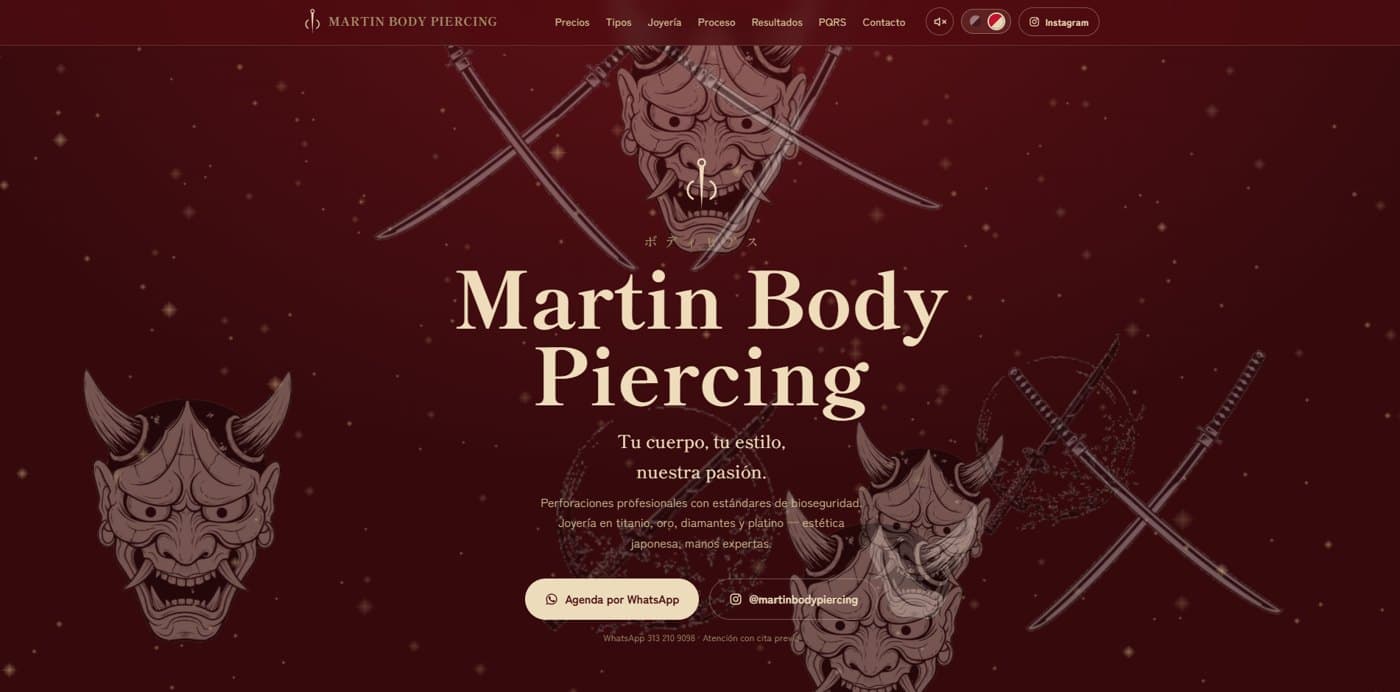 Sitio web de Martin Body Piercing — Estudio de piercings